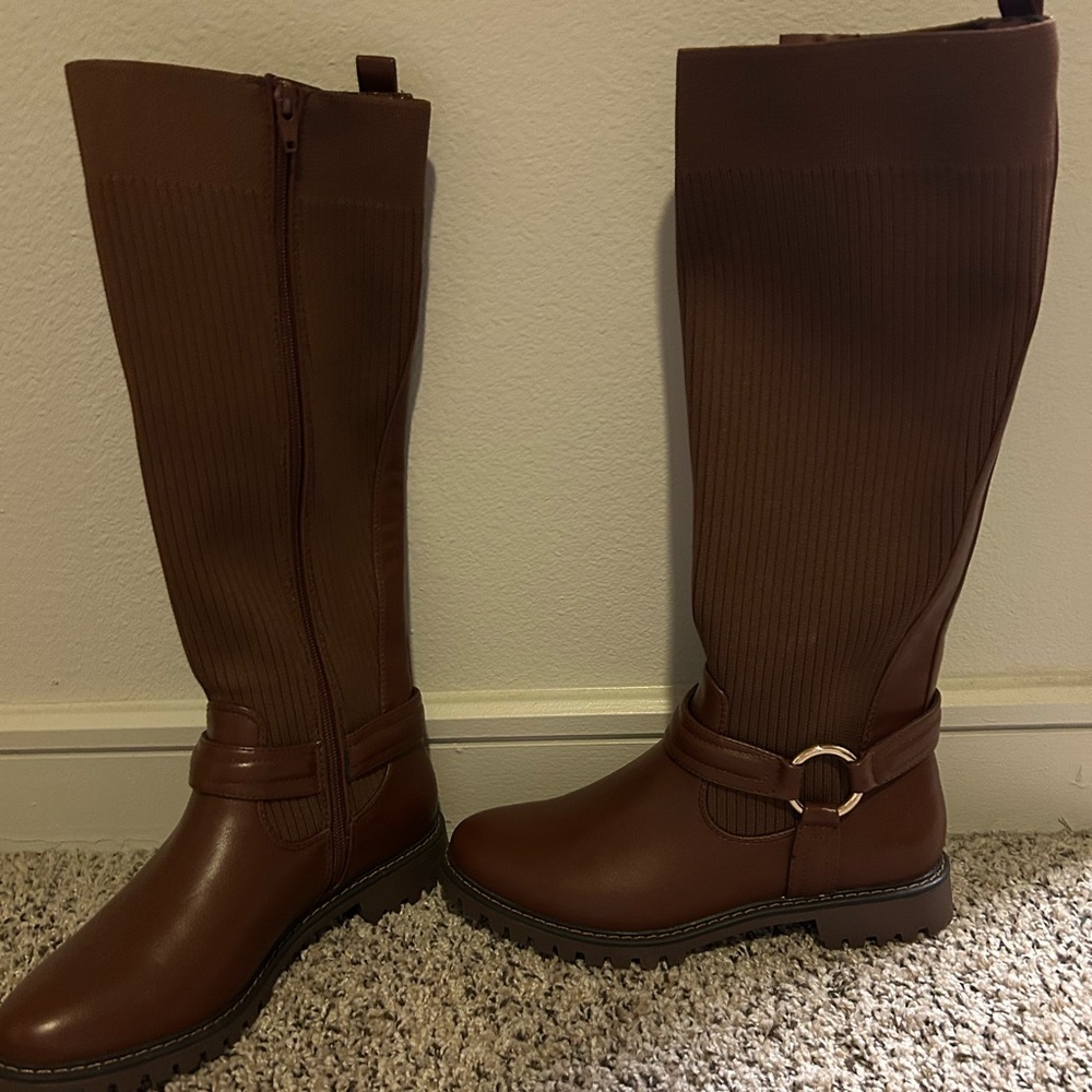 Elegant Brown Knee High Boots (Never Worn)
